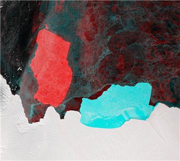 Dieses sogenannte multitemporale Falschfarbenbild, das von der Kopernikus-Sentinel-1-Mission aufgenommen wurde, zeigt die Vorher-Nachher-Position des Eisbergs "D28". Blau zeigt den Eisberg vor dem Abbruch, aufgenommen am 20. September, in Rot ist der Ort angegeben, an dem sich der Eisberg am 19. Oktober befand.


