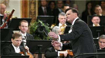 Dirigent Christian Thielemann und die Wiener Philharmoniker beim Neujahrskonzert 2019.