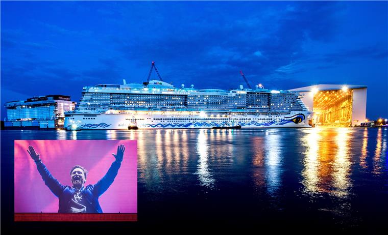 Star-DJ legt bei "Aidanova"-Taufe auf DJ David Guetta kommt zur Taufe des Kreuzfahrtschiffs "AIDAnova" auf die Meyer Werft nach Papenburg.
