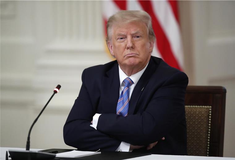 US-Behörden wehren sich gegen Trump Donald Trump, Präsident der USA, spricht während einer Veranstaltung im Rahmen des «Nationalen Dialogs über die sichere Wiedereröffnung von Amerikas Schulen» im Weißen Haus.