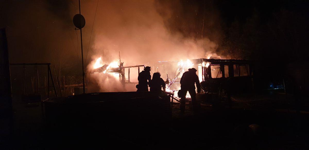 Ein Feuer hat eine Gartenlaube in Brake völlig zerstört. 