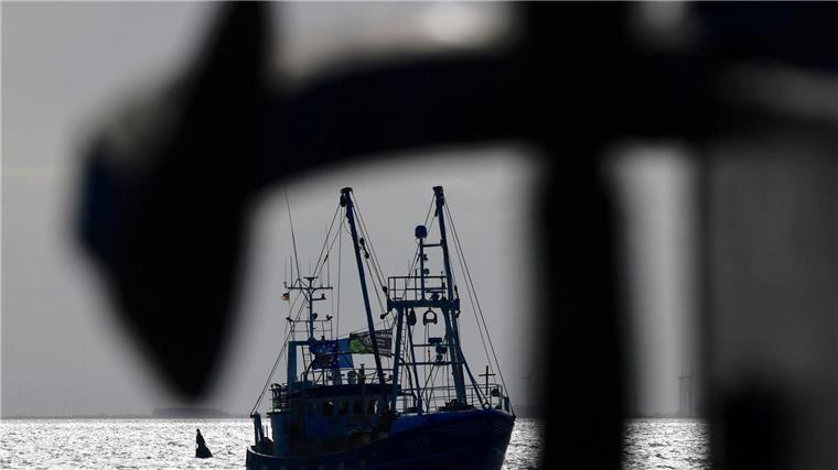 Ein Fischerboot fährt auf der Nordsee.
