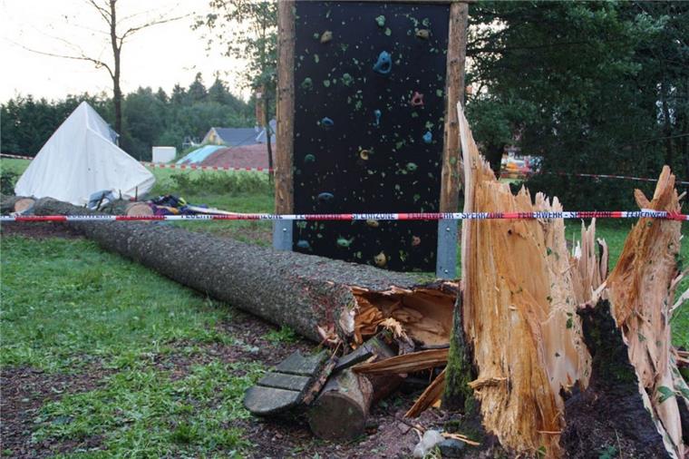 Baum erschlägt Jungen in Zeltlager - mehrere Verletzte Ein Jugendlicher ist in einem Zeltlager bei Rickenbach (Baden-Württemberg) von einem umgestürzten Baum erschlagen worden.