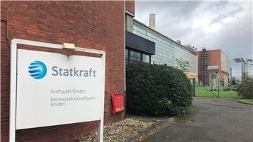 Ein Schild des Energiekonzers Statkraft.