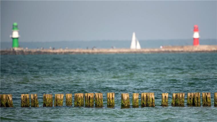 Studie verweist auf Thallium-Belastung der Ostsee Ein Segelboot kreuzt zwischen den Molen von Warnemünde am Samstag bei warmem, sonnigen Wetter.