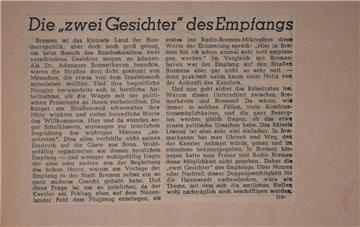 Ein Zeitungsbericht nach dem Besuch Konrad Adenauers 1954