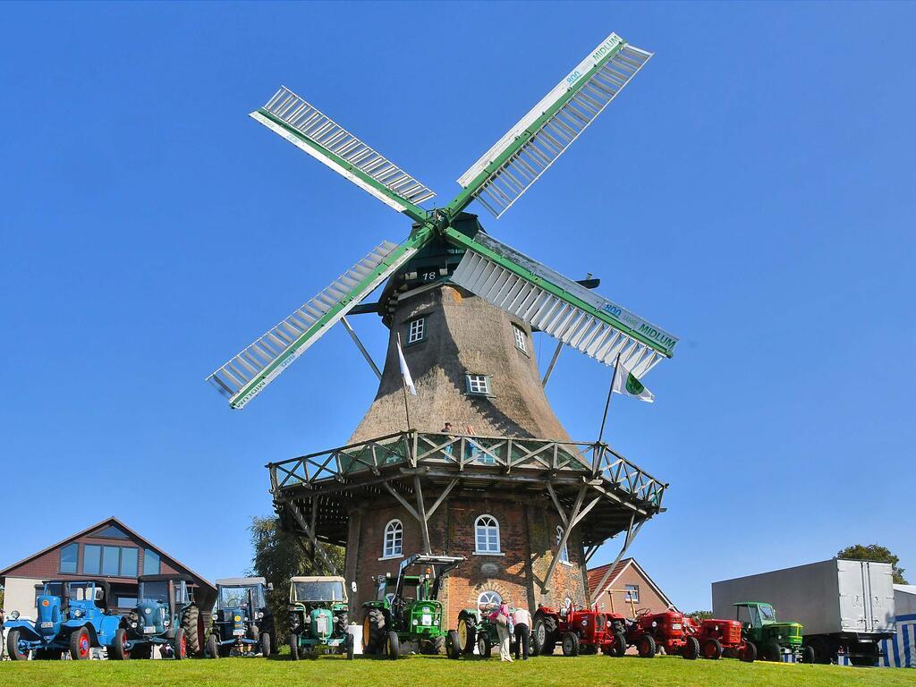 Eine imposante Oldtimer-Treckerparade war an der Mühle aufgebaut.