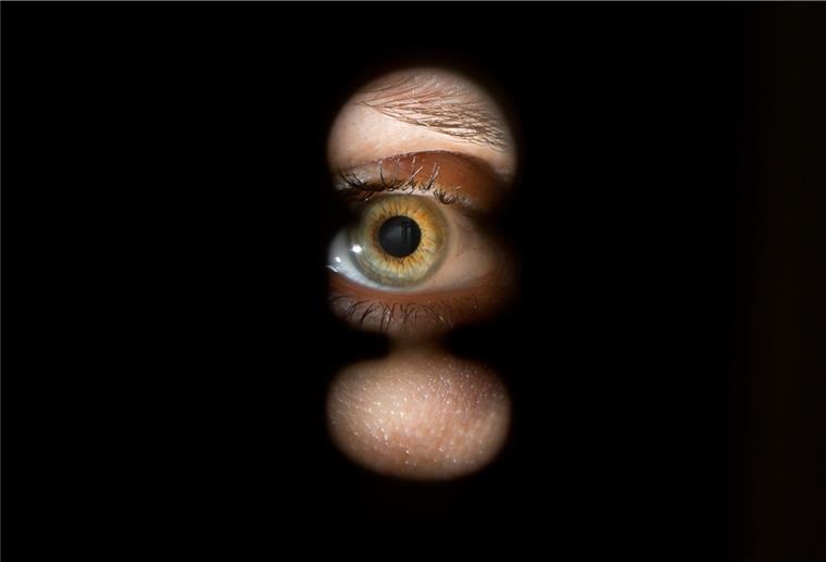 Die Hölle: Wenn der Stalker gleich nebenan wohnt Eine Person schaut durch ein Schlüsselloch einer Tür. Auch Nachbarbarschaft kann zu Stalking ausarten (Symbolbild). Ein Betroffener berichtet vom jahrelangen Leiden seiner Familie.