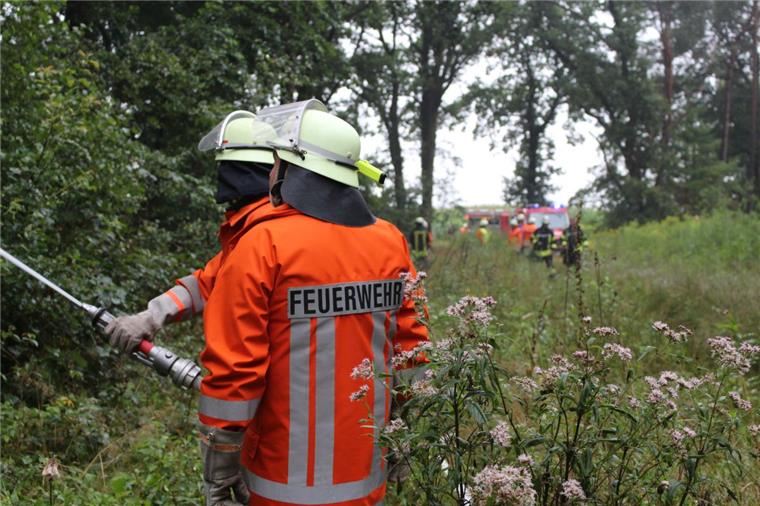 Hagener Feuerwehren üben den Ernstfall Etwa 300 Meter weit müssen die Hagener Feuerwehrleute im Wald das Wasser transportieren.