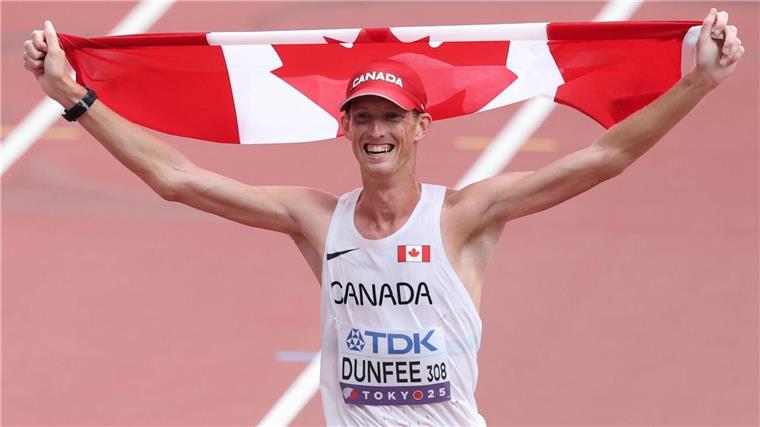Evan Dunfee aus Kanada hat das erste Gold bei der Leichtathletik-WM in Japan geholt.