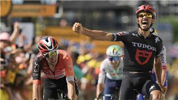 Ex-Weltmeister Julian Alaphilippe jubelt zu früh. 