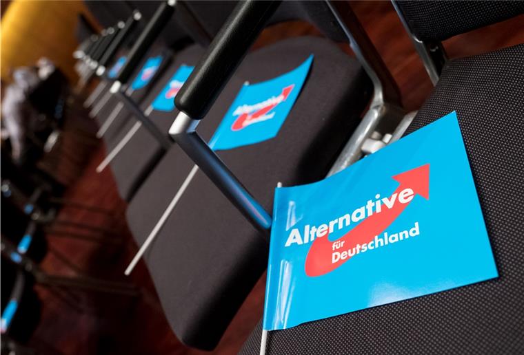 Niedersachsen stuft Teile der AfD als rechtsextrem ein Fahnen der Partei Alternative für Deutschland (AfD) liegen vor Beginn der Wahlkampfveranstaltung der AfD in den Sitzreihen. Der niedersächsische Verfassungsschutz hat Teile der AfD als rechtsextrem eingestuft.