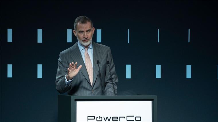 Grundstein für VW-Batteriezellwerk in Spanien gelegt Felipe VI., König von Spanien, spricht anlässlich des Baubeginns der Batterie-Gigafactory.