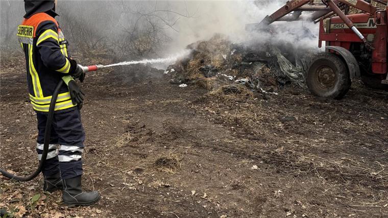 Die Feuerwehr bei den Löscharbeiten