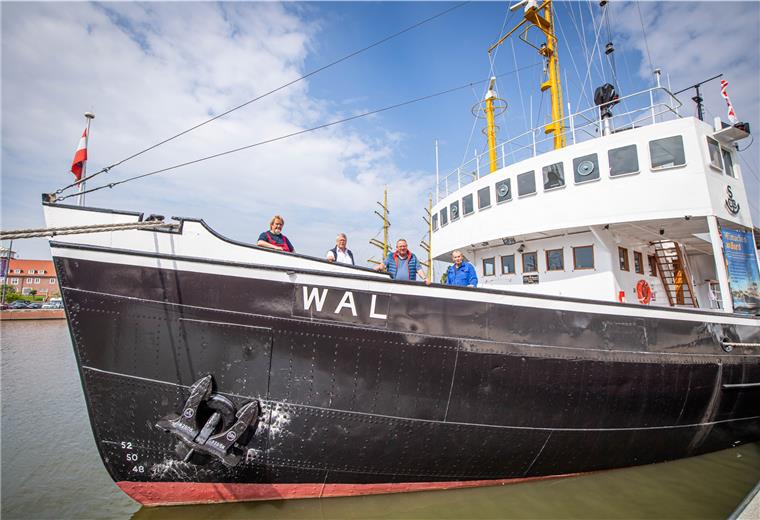 Schiffahrts-Compagnie wünscht sich mehr maritime Aktionen Frischer Anstrich und auch sonst ist vieles erneuert worden am Dampf-Eisbrecher Wal (von links): Bootsmann Hans Trakowsky, Kapitän Ingo Daul, Geschäftsführer Heino Tietjen und Maschinist Ralf Schäfer.