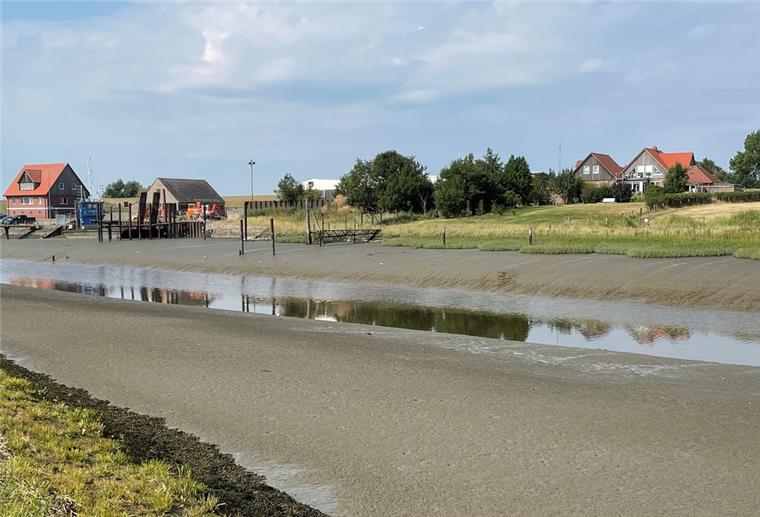 Lies in Fedderwardersiel: Baggern ist die Antwort Der Hafen in Fedderwardersiel.