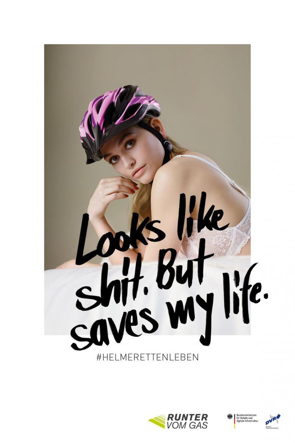 Fahrradhelm kann Leben retten: Nicht nur Topmodels sind Vorbilder „Germany’s Next Topmodel“-Kandidatin Alicija als Gesicht der Kampagne wirbt für das Tragen eines Fahrradhelms. Die Aktion kommt im Cuxland meistens gut an. Foto: Rankin/Runter vom Gas/dpa