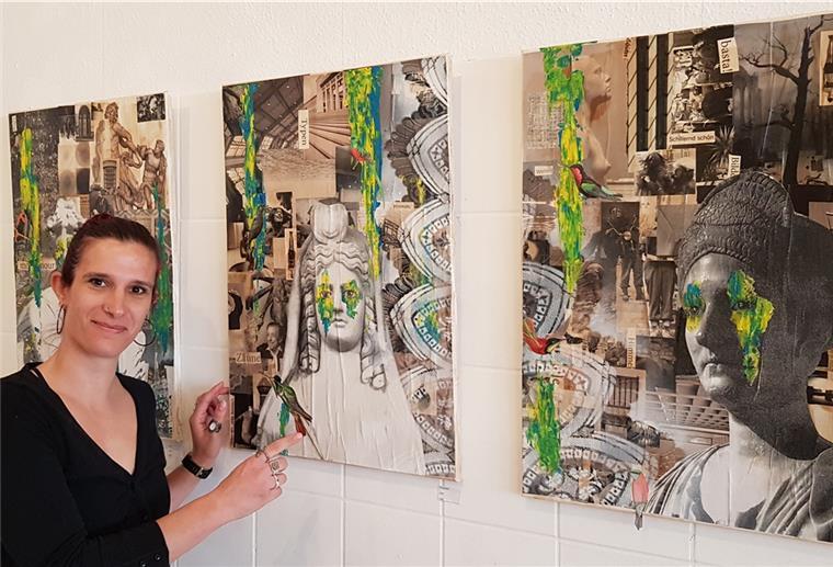 Surreale Collagen in der Bremerhavener Galerie 78 Griechische Statuen vor Zeitungen unserer Zeit: Anke Vos lädt den Betrachter ein, in ihren Collagen Geschichtne zu entdecken.