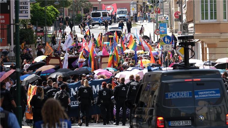 Großer Polizeieinsatz beim CSD in Bautzen.