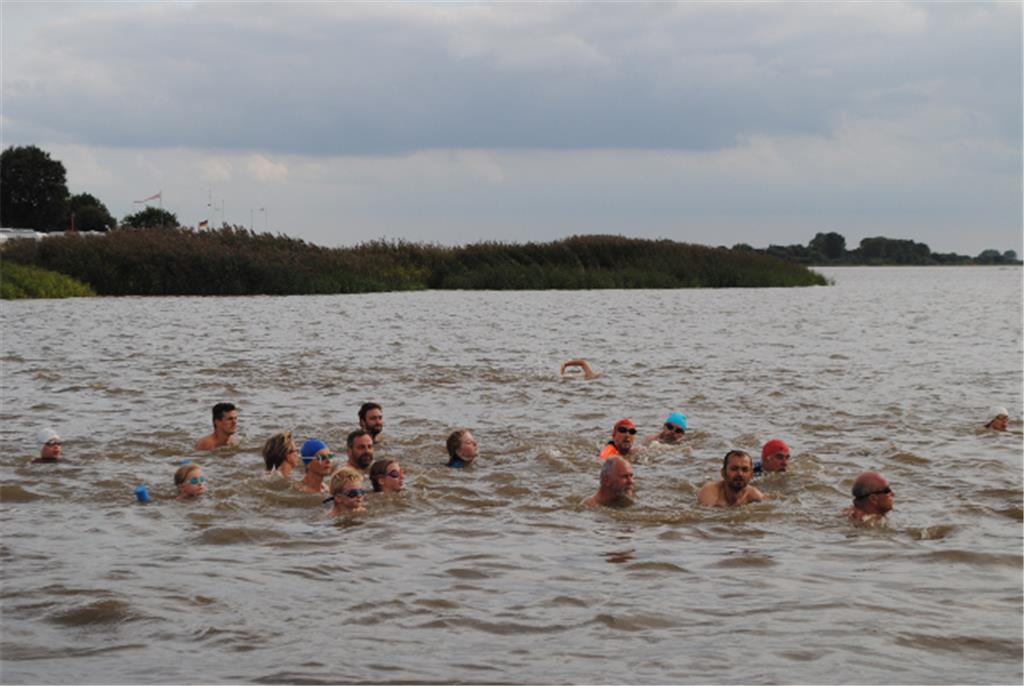 Gut 2000 Meter hatten die Schwimmerinnen und Schwimmer in der Weser zwischen San...