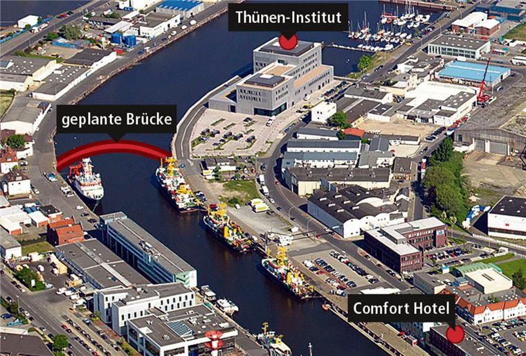 Hier sollte die Brücke in Bremerhaven-Fischereihafen eigentlich herführen.