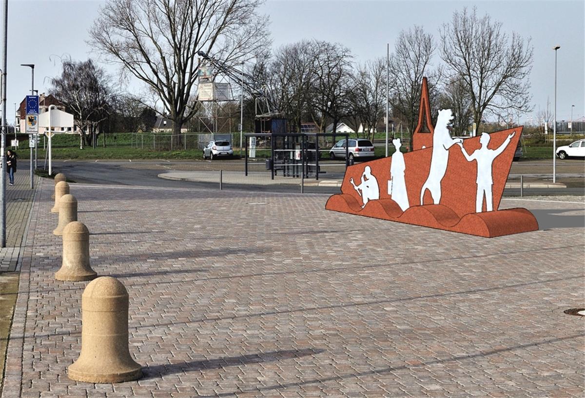 Nordenham: Skulptur in Blexen soll an Magier Roy Horn erinnern Hingucker für Blexen: Diese Fotomontage zeigt, wie der Platz am Fähranleger mit Skulptur aussehen wird.