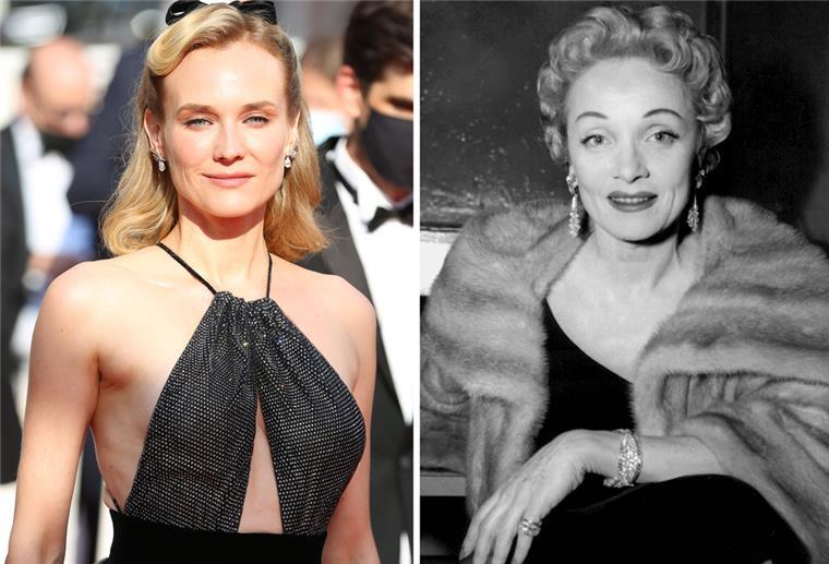 Die deutsche Schauspielerin Diane Kruger (l) und die Schauspielerin Marlene Dietrich (undatierte Archivaufnahme). 