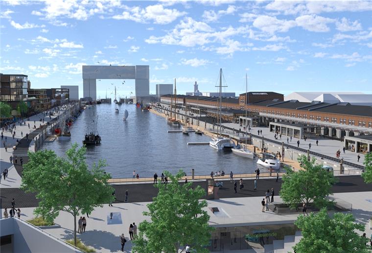 Alter Fischereihafen Cuxhaven: Startschuss fällt Hotels, Cafes, Restaurants, eine Markthalle: So soll der Alte Fischereihafen in Cuxhaven einmal aussehen, wenn das Projekt fertig ist.