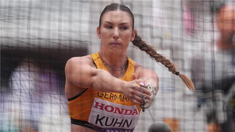 „Ganz kleine Maus“ auf ganz großer Hammerwurf-Bühne Im Hammerwurf-Finale: Aileen Kuhn.