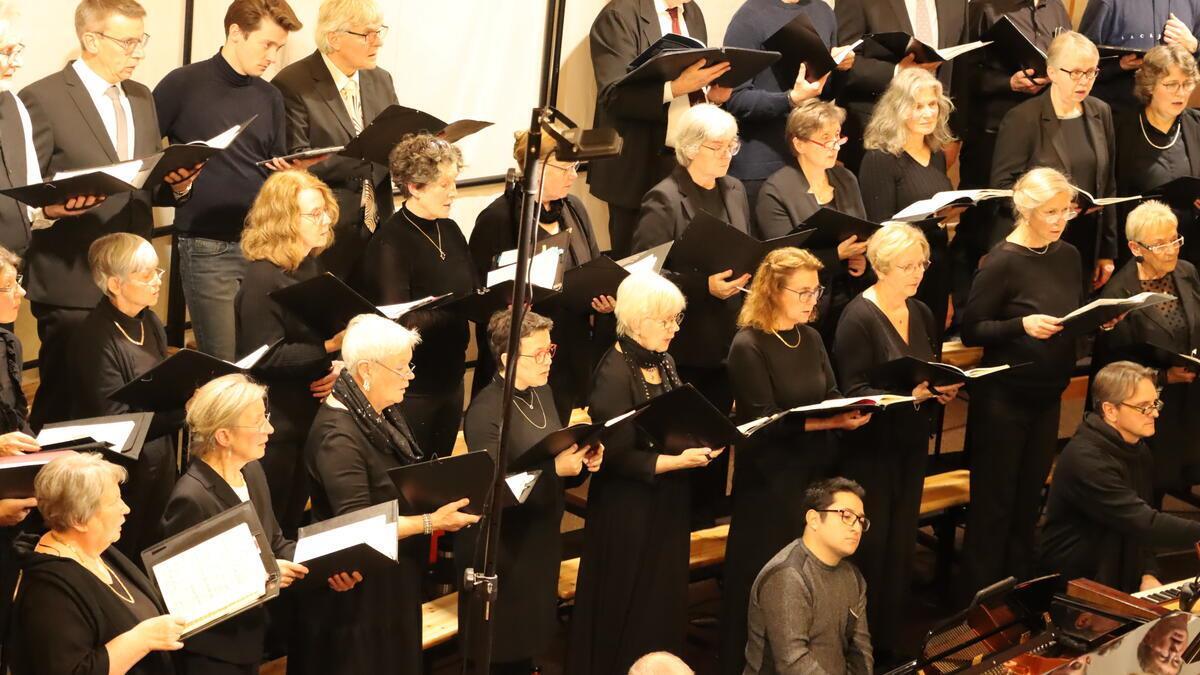 Musica vocale Scheeßel bringt Händels „Funeral Anthem for Queen Caroline“ nach Rotenburg Ein Chor steht und singt.