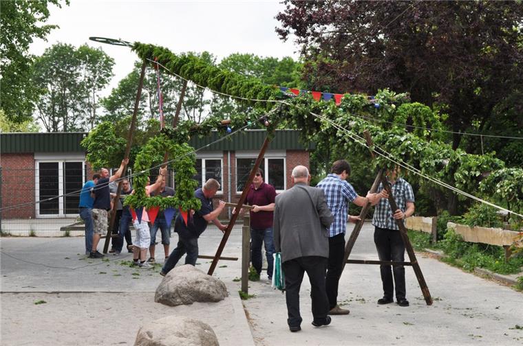 Pfingstbäume: Für diese Traditonsfeste in der Wesermarsch fehlen die Helfer Immer mehr Vereinen fehlen die Helfer, um wie hier an der Grundschule Rodenkirchen einen Pfingstbaum aufzustellen.