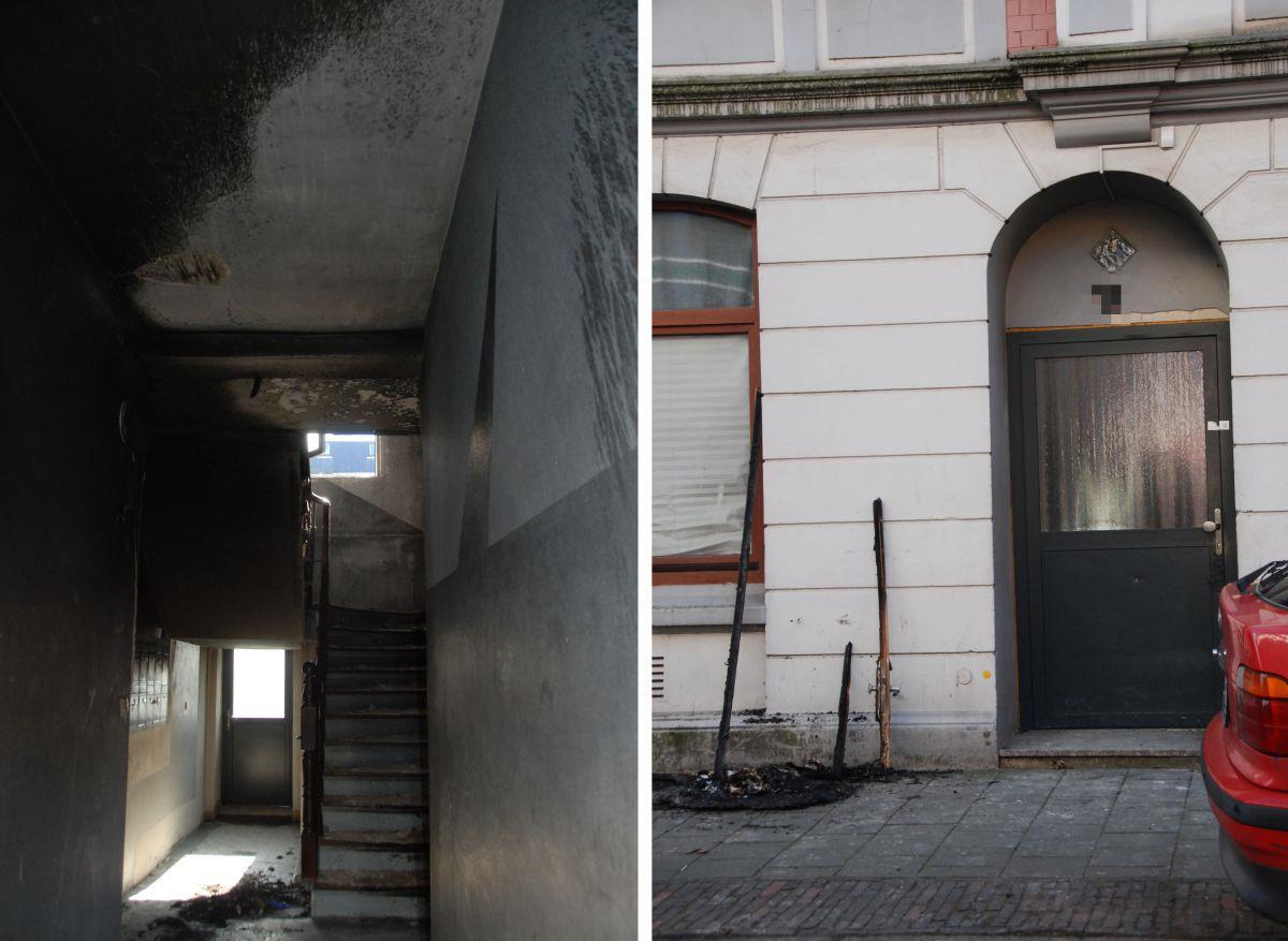 In dem Treppenhaus in der Heinrichsstraße soll eine Mülltonne gebrannt haben.
