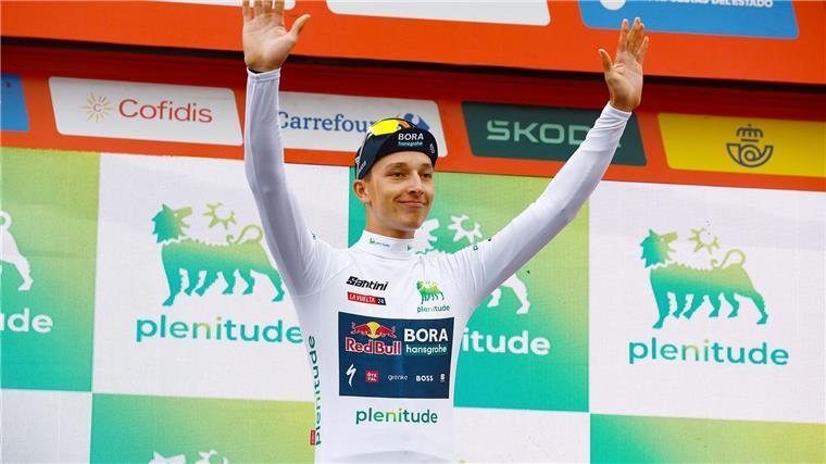 „Er fliegt“: Radstar Roglic lobt Top-Talent Lipowitz In den Bergen eroberte Florian Lipowitz das Weiße Trikot des besten Nachwuchsfahrers.