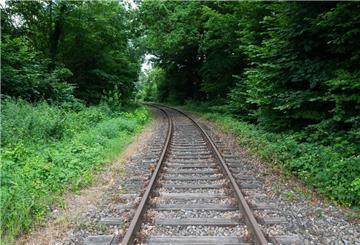 Schienen verlaufen auf der alten Bahnstrecke Rinteln - Stadthagen am alten Bahnhof Nienstädt im Landkreis Schaumburg