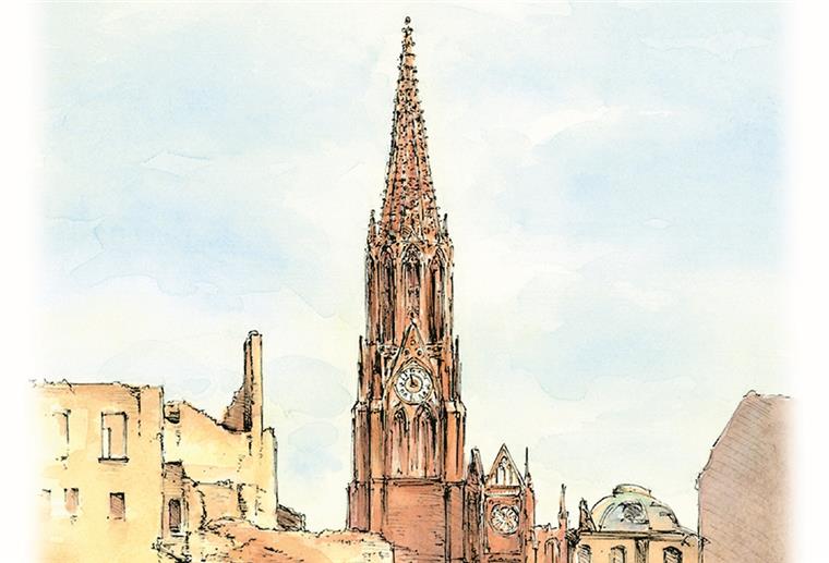 Bücher des Bremerhavener Autors Herrmann Gutmann veröffentlicht In der gänzlich zerstörten Innenstadt Bremerhavens ragte 1944 nur noch der Turm der Großen Kirche empor. Daran erinnern Hermann Gutmann in seinem Buch „Der chinesische Trauermarsch“ und Zeichner Peter Fischer mit seinem Titelbild (Ausschnitt).