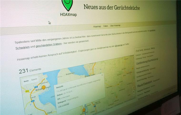 Hoaxmap: Karte entlarvt Gerüchte zur Flüchtlingskrise In der hoaxmap wurde auch schon ein Fall aus der Wesermarsch dokumentiert.