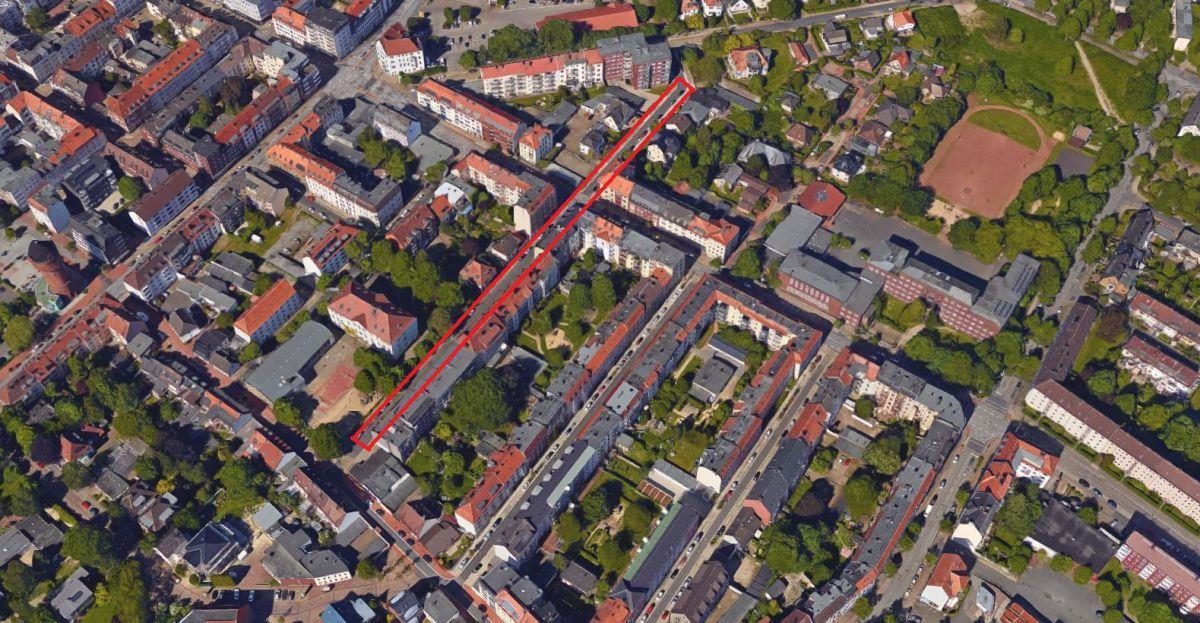 Geestemünde: Betrunkener Mann beschädigt Autos In der Klopstockstraße (rote Markierung) in Geestemünde hat ein Betrunkener am Wochenende mehrere Autos beschädigt.