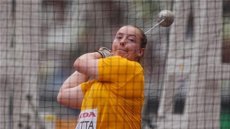 „Ganz kleine Maus“ auf ganz großer Hammerwurf-Bühne In der Qualifikation ausgeschieden: Hammerwerferin Samantha Borutta.