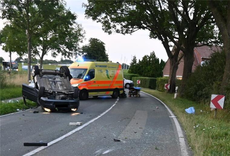 In einer Linkskurve kam er nach rechts von der Fahrbahn ab, schleuderte dabei gegen zwei Verkehrszeichen und prallte gegen einen massiven Straßenbaum.