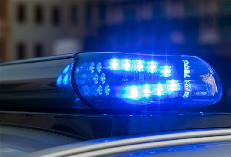 Protest gegen Corona-Maßnahmen: Autokorso in Hamburg Das Blaulicht auf einem Fahrzeug der Polizei leuchtet in der Dunkelheit.