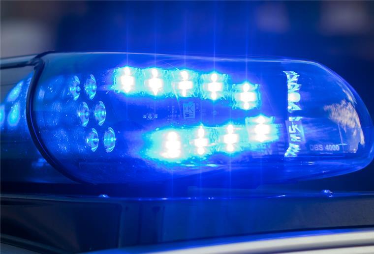 Mini-Shetland-Pony in Leherheide wohl von Unbekannten getötet Das Blaulicht auf einem Fahrzeug der Polizei leuchtet
