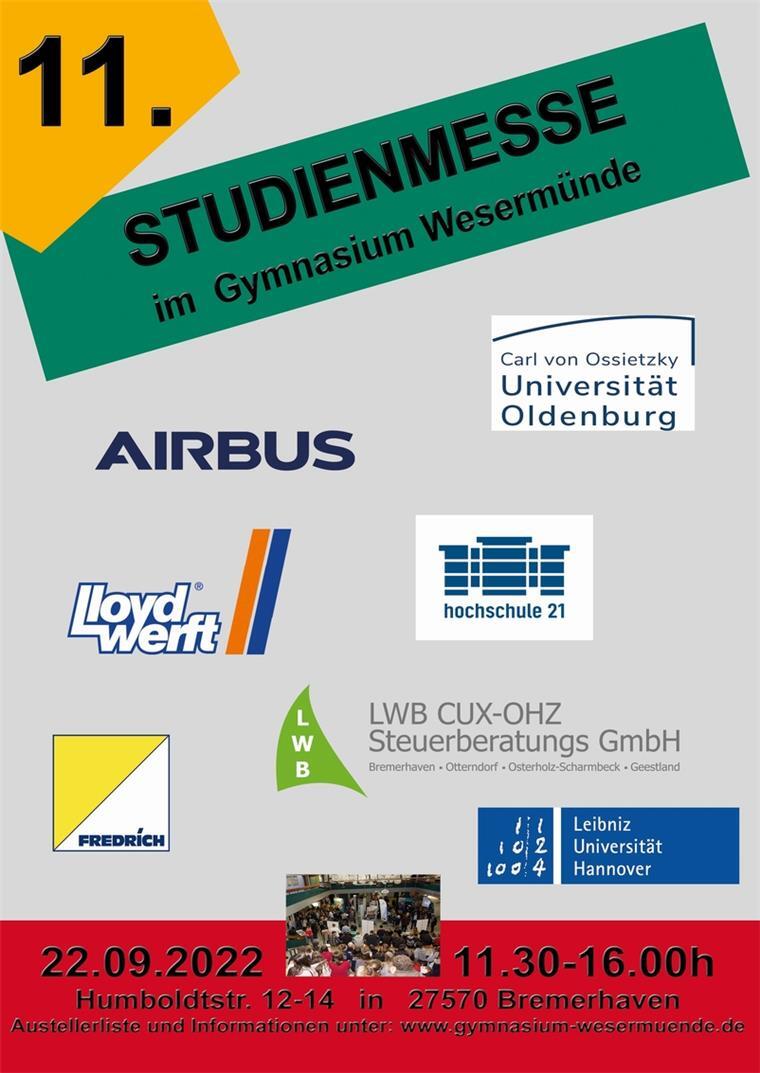 Studienmesse am 22. September im Gymnasium Wesermünde Studienmesse Plakat