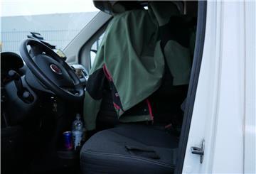 Die Fahrerkabine eines Transporters