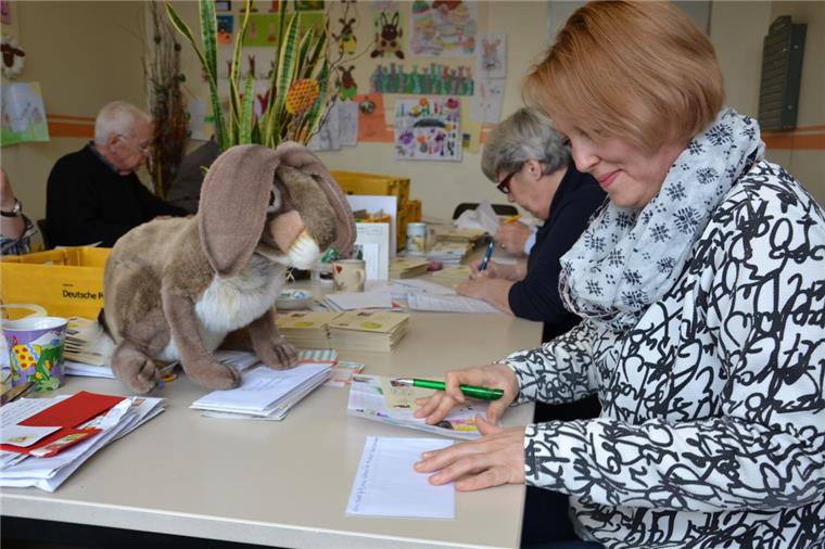 Osterhasenbüro Zeven: Helfer beantworten mehr als 30.000 Briefe Jeder Brief wird durchgelesen und beantwortet: Sylvia Brandt aus Zeven ist eine von insgesamt zehn Helfern, die Hanni Hase im Osterhasenbüro in Zeven unterstützt.