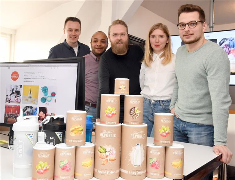 Proteinshakes aus Bremerhaven sind der absolute Renner Jonas Klitzka, Georg Vollenbruck, Hans-Henning Möller, Melanie Schmidt und Matheus Kwiatkowski (von links) sind mit Harvest Republic auf Erfolgskurs.