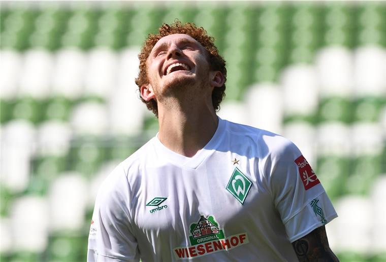 Wechsel von Josh Sargent in Richtung Norwich ist offiziell Fußball: Bundesliga, Werder Bremen - 1. FC Köln, 34. Spieltag. Werders Josh Sargent jubelt über sein Tor zum 6:1.