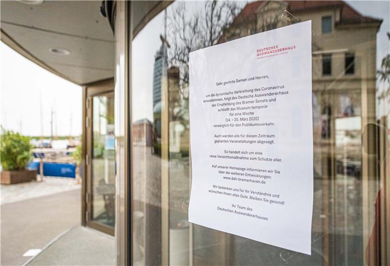 Corona-Krise in Bremerhaven: Unternehmen setzen auf Kurzarbeit Klimahaus und Deutsches Auswandererhaus in Bremerhaven haben wegen des Coronavirus für mindestens eine Woche bis zum 20. März für den Besucherverkehr geschlossen. Beide Betriebe haben Kurzarbeit beantragt.