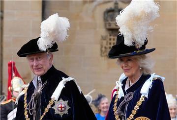 König Charles III. und Königin Camilla nehmen an der Zeremonie des Hosenbandordens auf Schloss Windsor teil.
