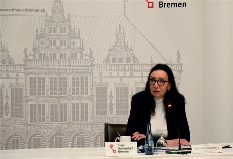 Bremer Senat beschließt Hilfe für die Kulturszene Kultur-Staatsrätin Carmen Emigholz am Dienstag bei der Pressekonferenz in Bremen. Der Bremer Senat stellt weitere Hilfen für Kulturschaffende im Land Bremen bereit.