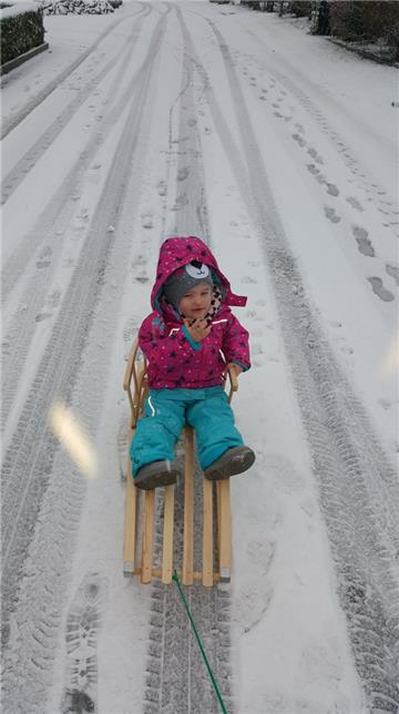 Kyara wird am Freitag 2 Jahre alt und genoss den Schnee sichtlich. Foto Schröder